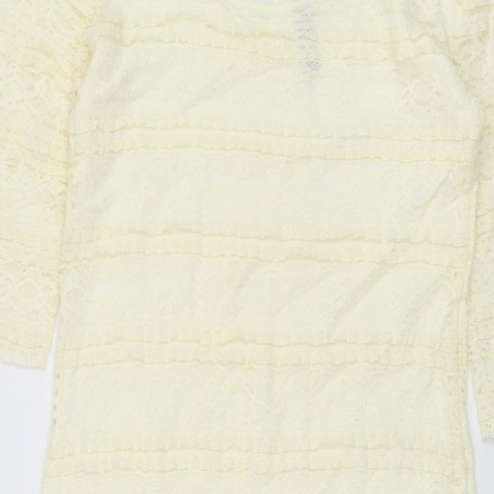H&M Womens Ivory Polyester Bodycon Size M Round Neck Pullover
