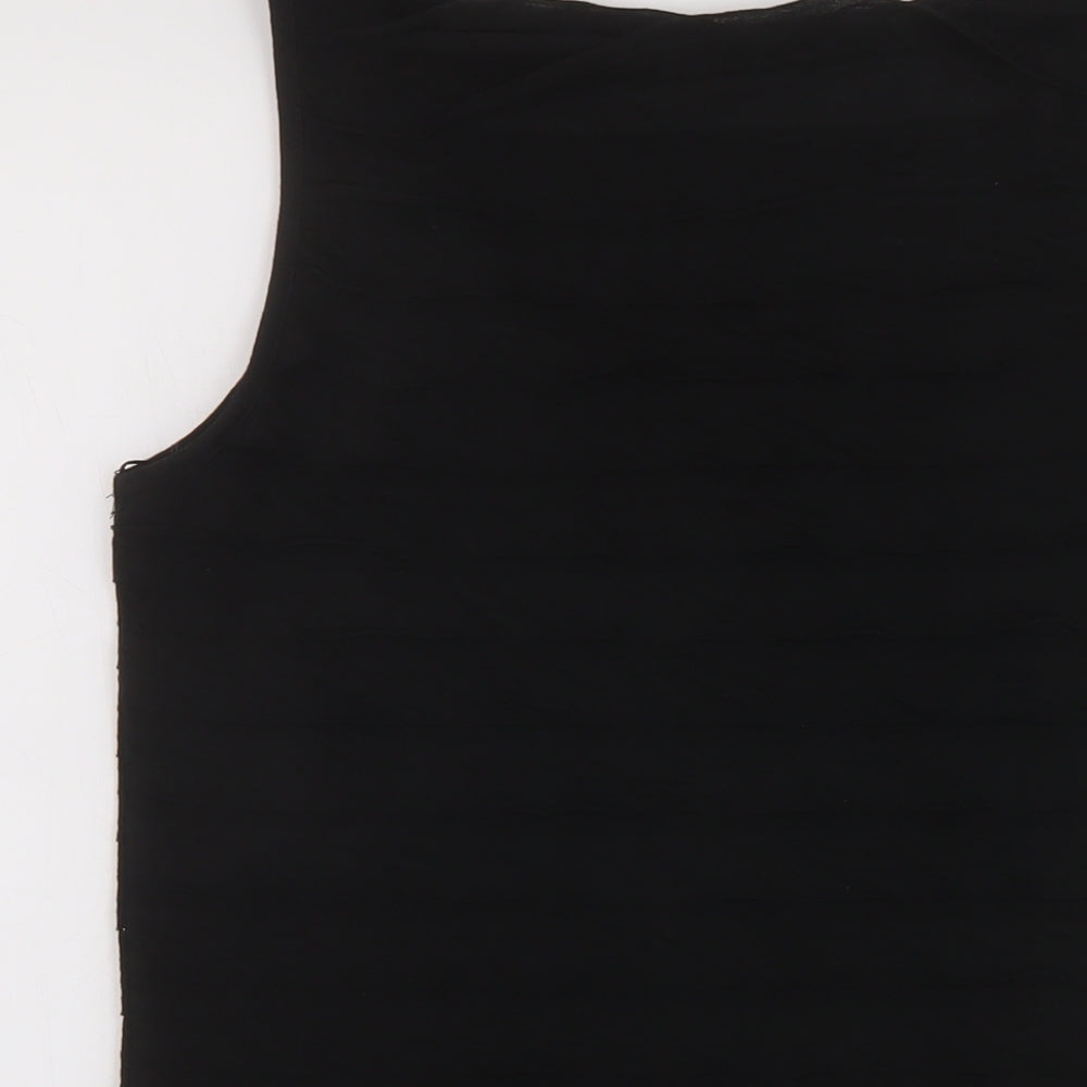 M&Co Womens Black Polyester Basic Tank Size 16 Round Neck
