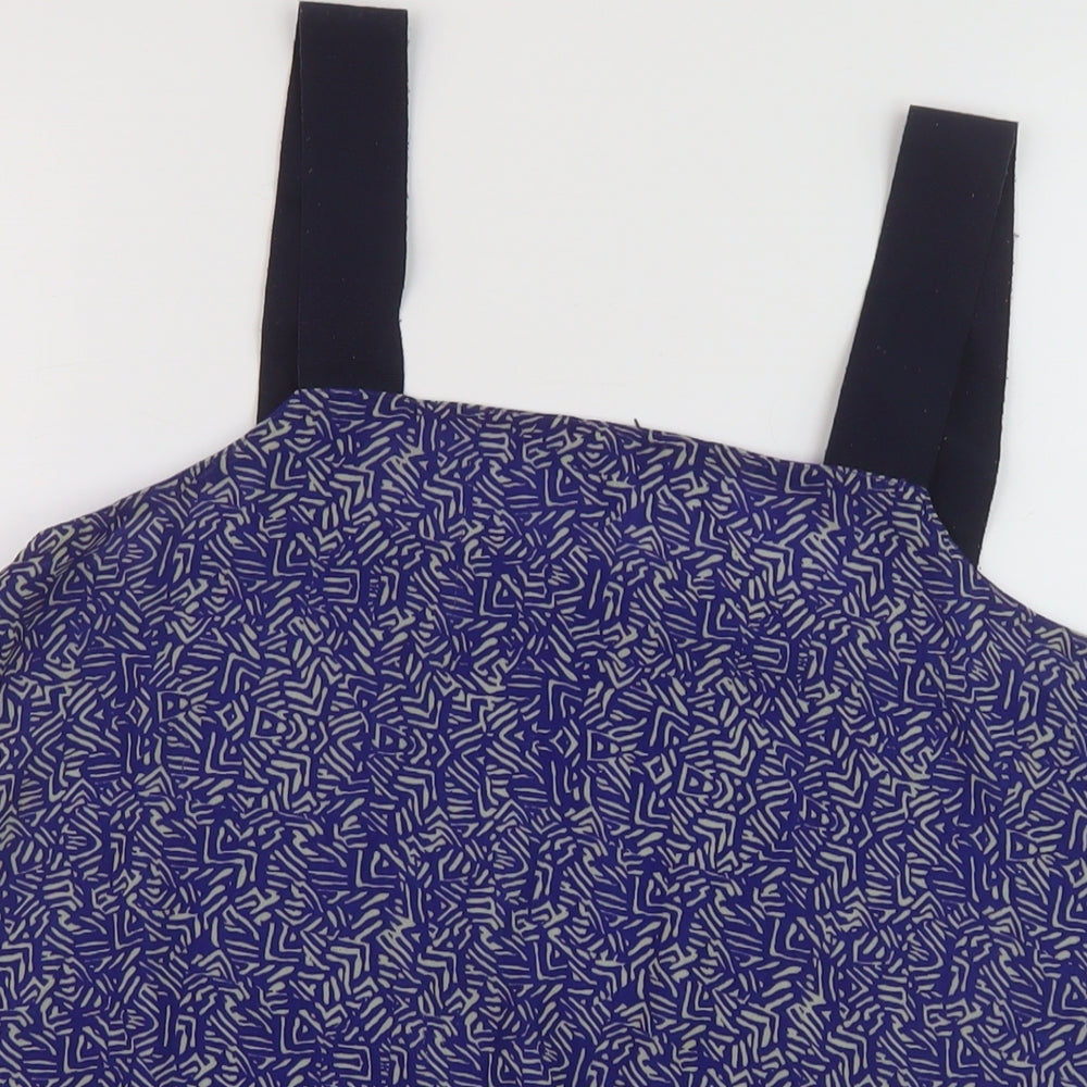 NEXT Womens Blue Geometric Polyester Basic Tank Size 12 Square Neck