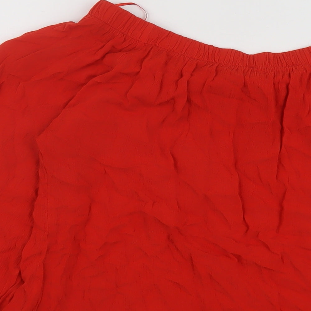 Select Womens Red Viscose Basic Blouse Size 12 Square Neck