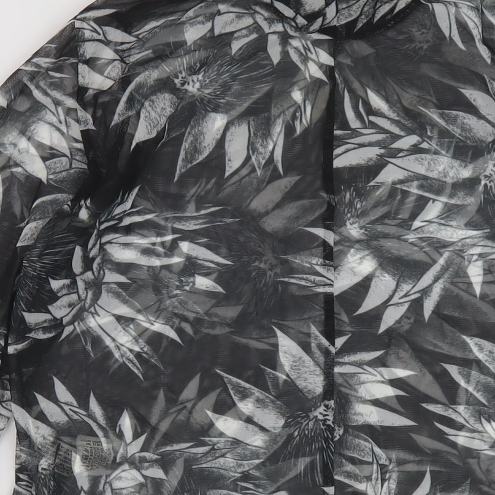 Zara Womens Black Floral Polyester Basic Blouse Size S Mock Neck