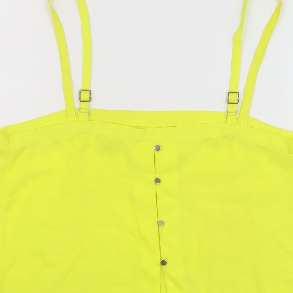 River Island Womens Yellow Polyester Basic Tank Size 12 Square Neck