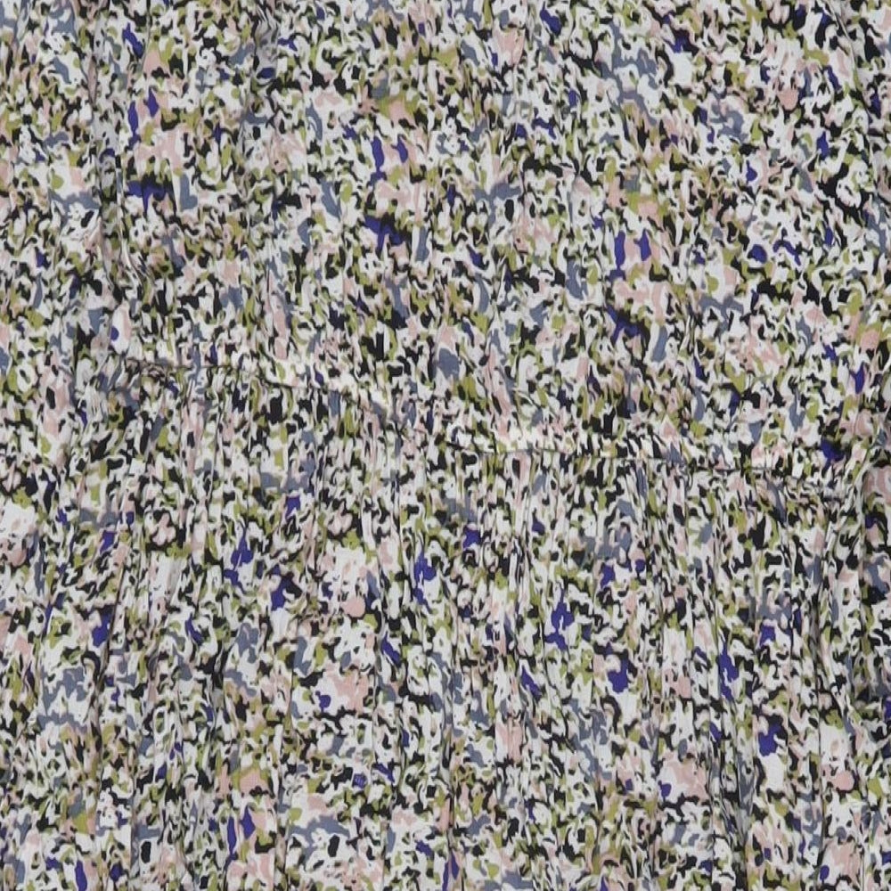 Marks & Spencer Womens Multicoloured Floral Viscose A-Line Size 10 V-Neck Button