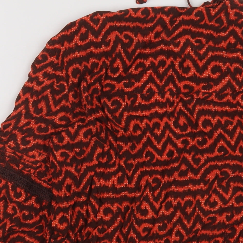 Per Una Womens Red Geometric Viscose Basic Blouse Size 8 V-Neck