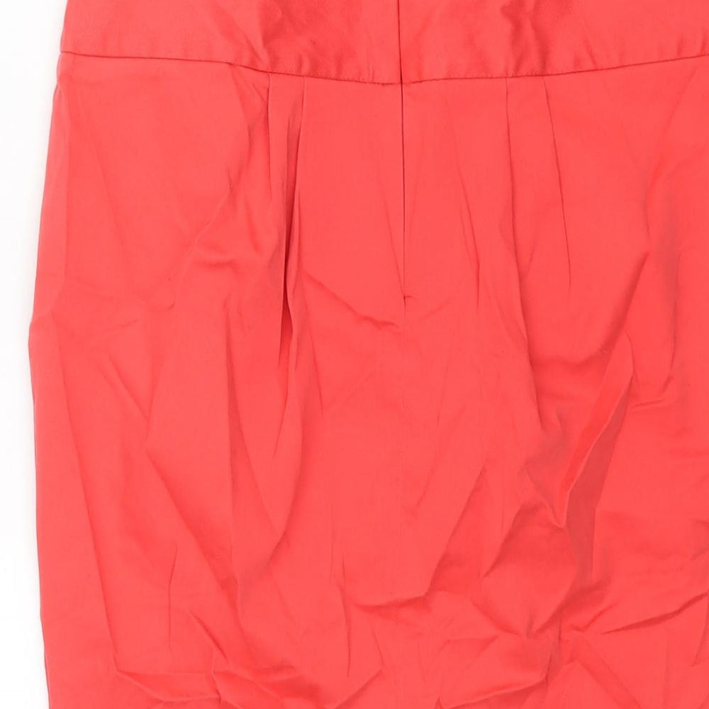 River Island Womens Pink Cotton Skater Skirt Size 10 Zip - Flower Detail