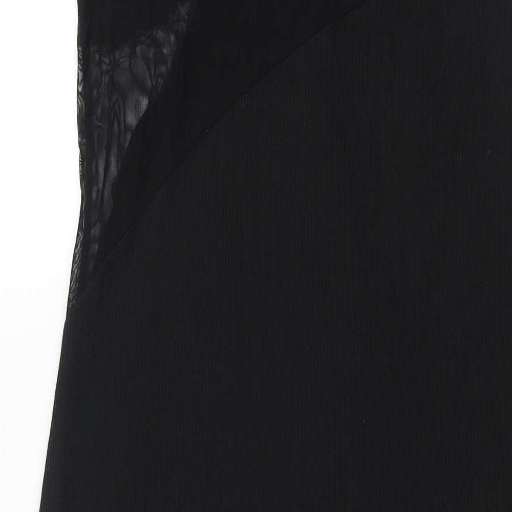 Topshop Womens Black Polyester Maxi Size M Round Neck Pullover - Mesh Panel