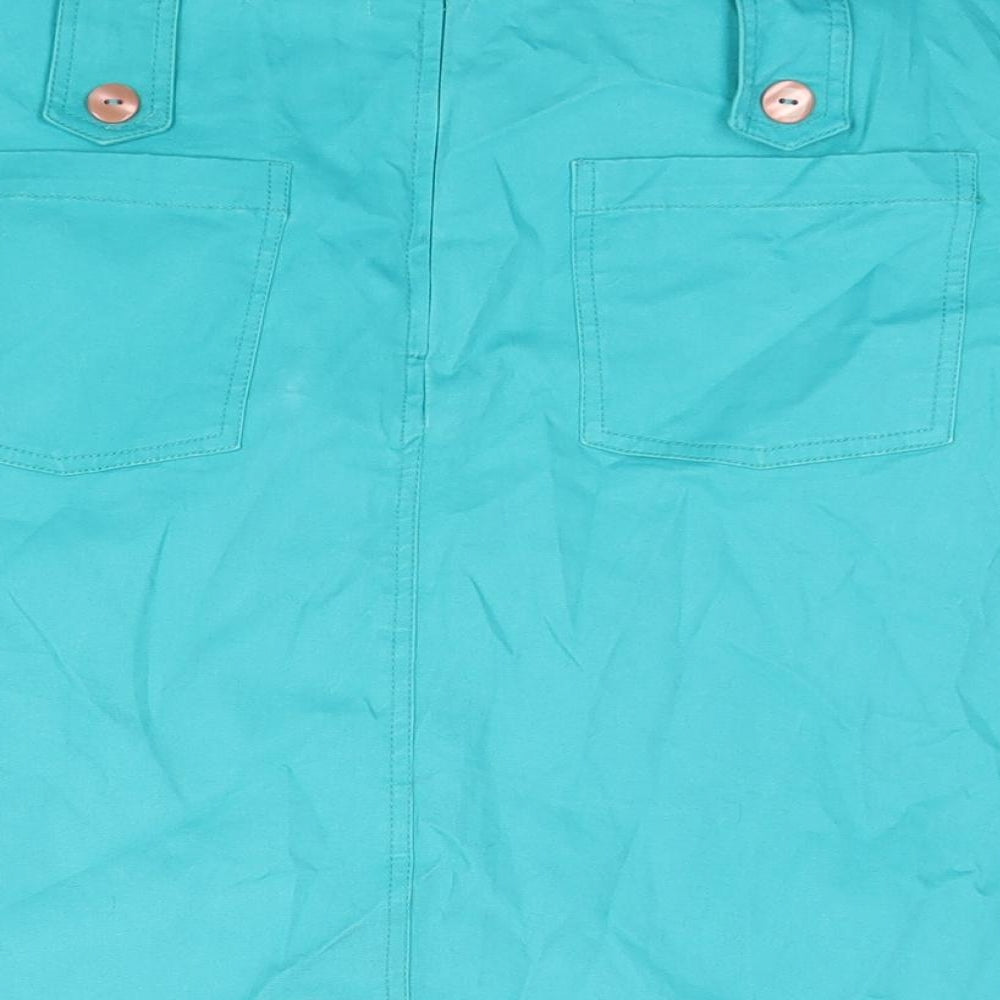 Mudd & Water Womens Blue Cotton A-Line Skirt Size 14 Zip