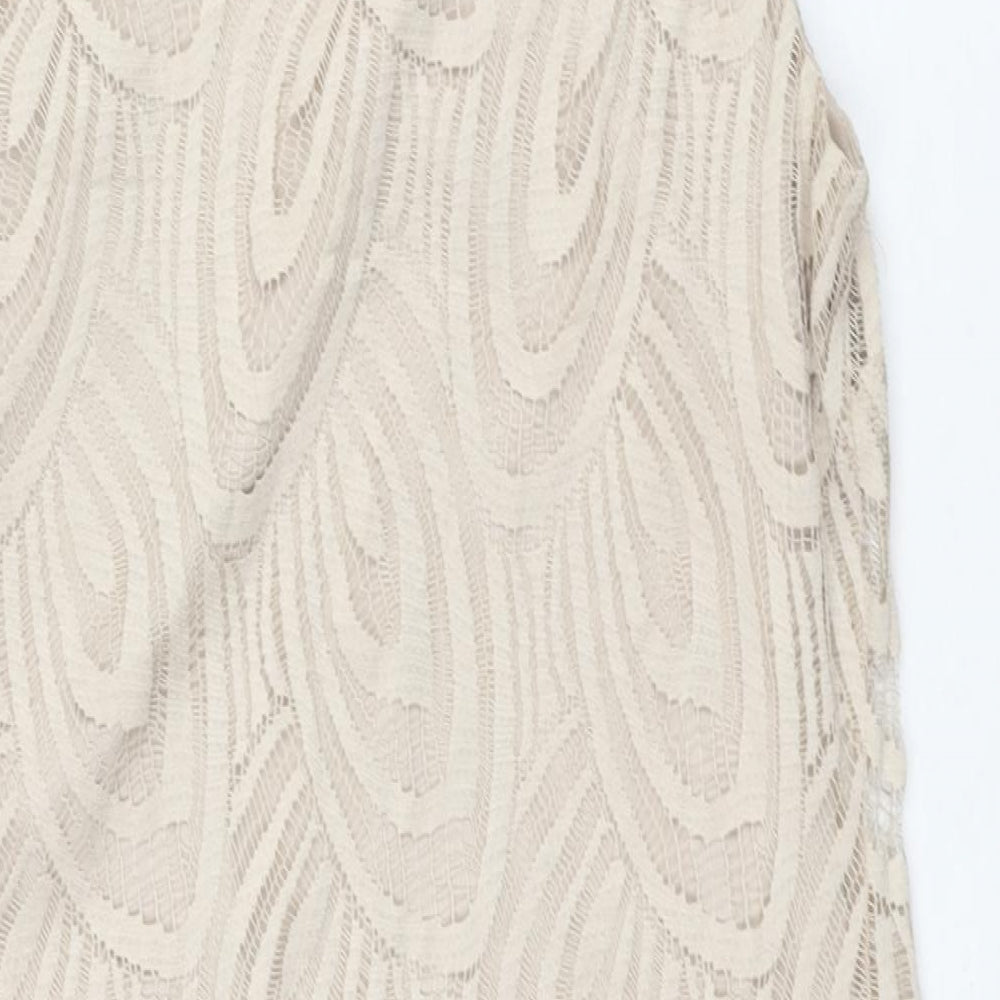 Wallis Womens Beige Polyester Shift Size 12 Round Neck Pullover