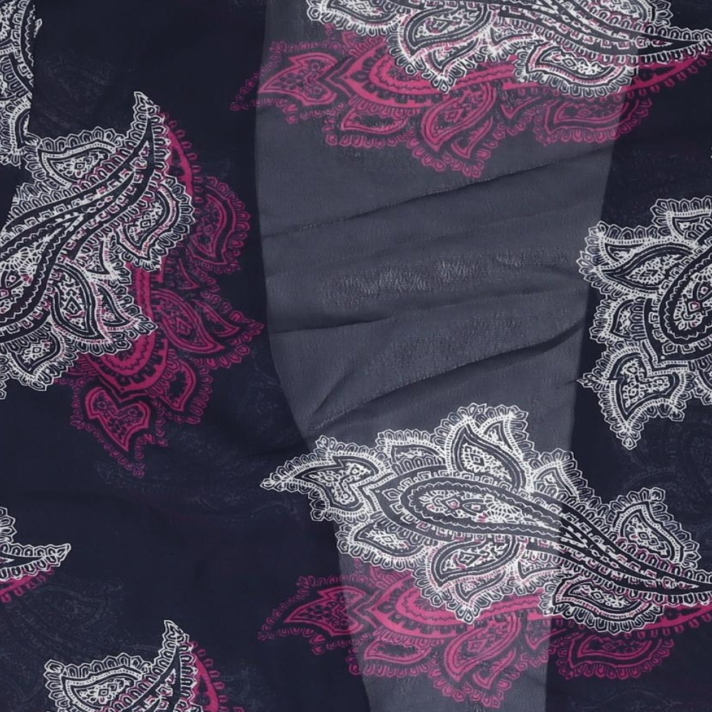 Originals Womens Blue Paisley Polyester Kimono Blouse Size L V-Neck