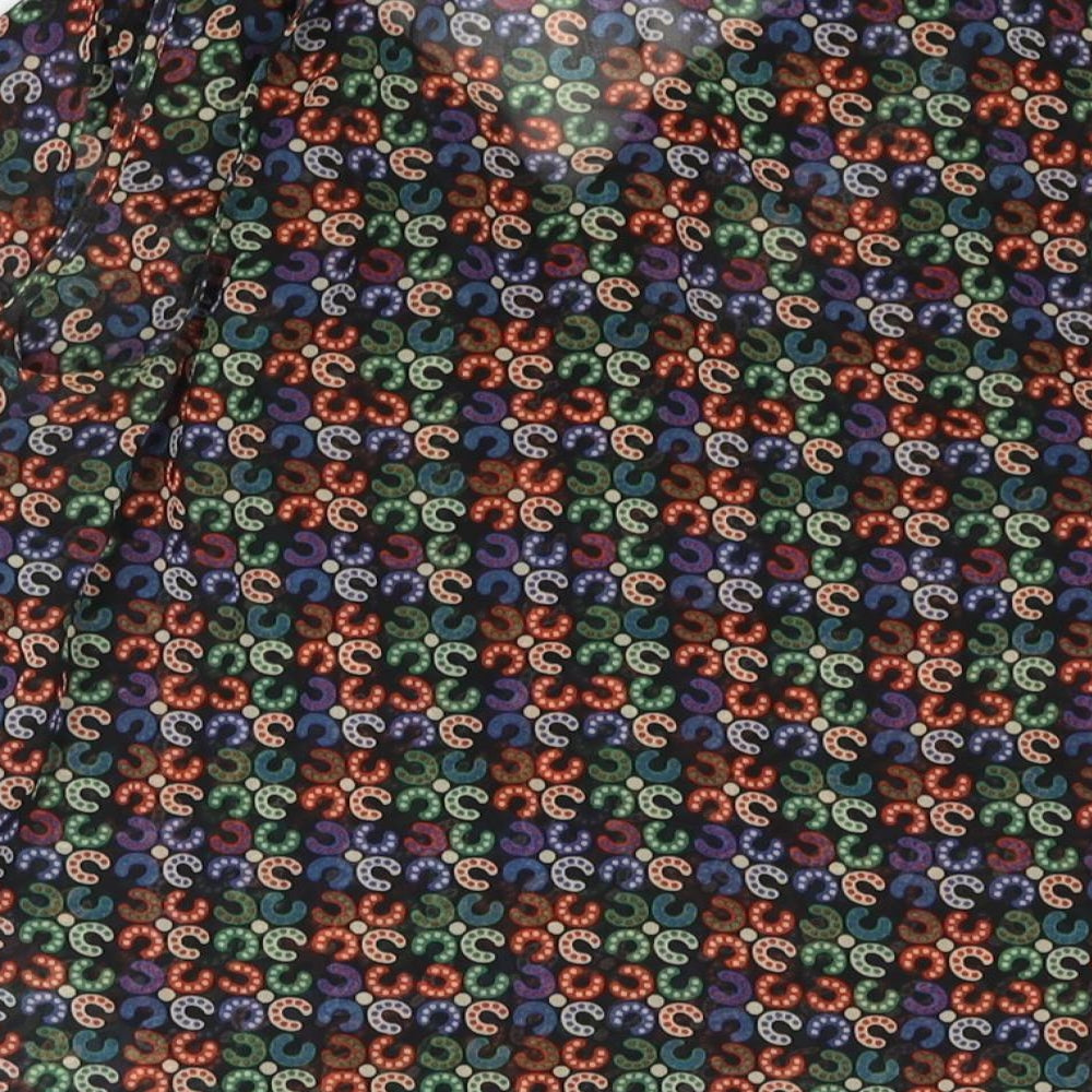 Monsoon Womens Multicoloured Geometric Polyester Camisole Blouse Size 8 Cowl Neck - Semi Sheer