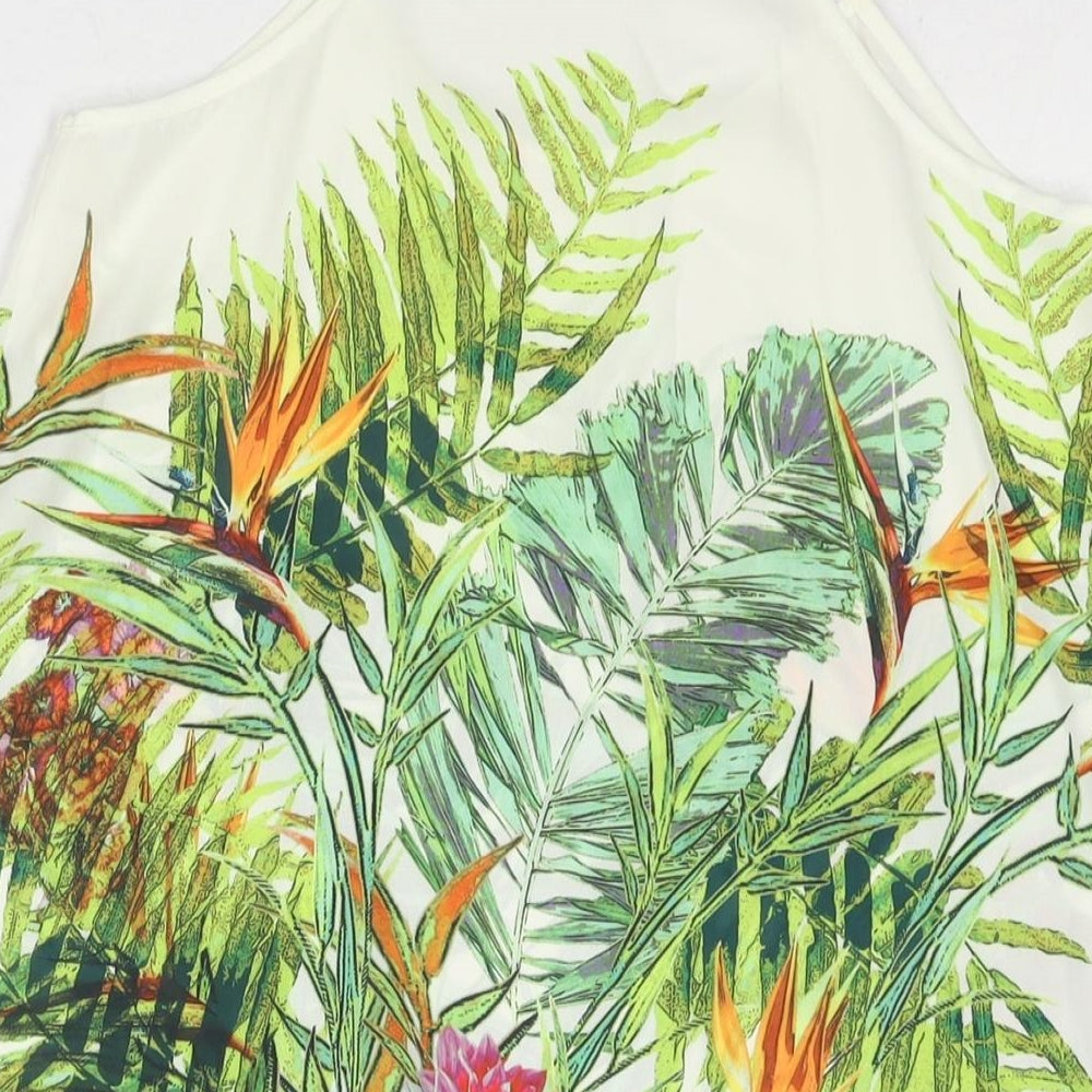 Warehouse Womens Multicoloured Polyester Camisole Blouse Size 8 Square Neck - Plant Print