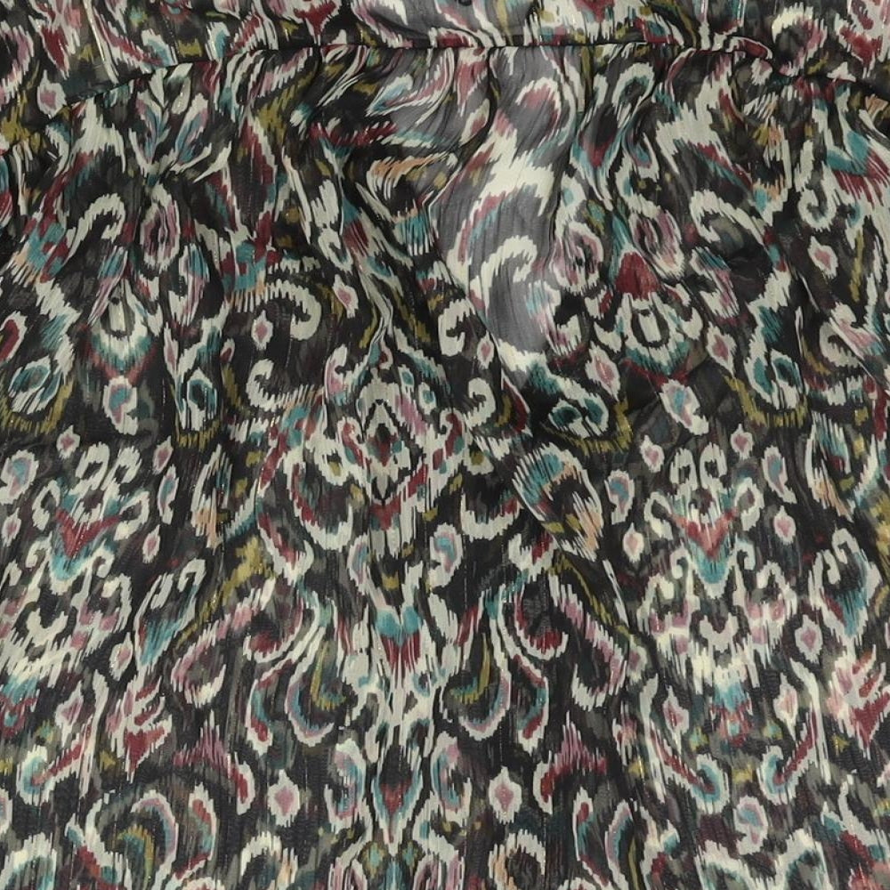 Zara Womens Multicoloured Geometric Polyester Basic Blouse Size M V-Neck - Semi Sheer