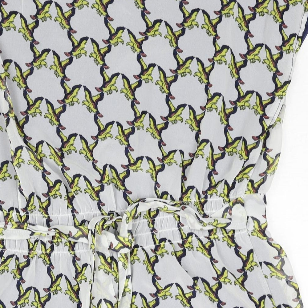 Tenki Womens Multicoloured Geometric Polyester Shift Size 12 Boat Neck Pullover - Belted Bird Print