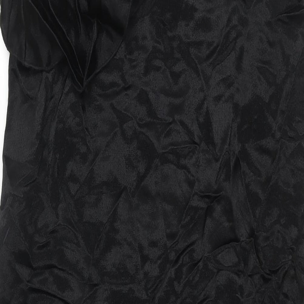 Zara Womens Black Viscose Shift Size M Scoop Neck Pullover - Frill Side Slits