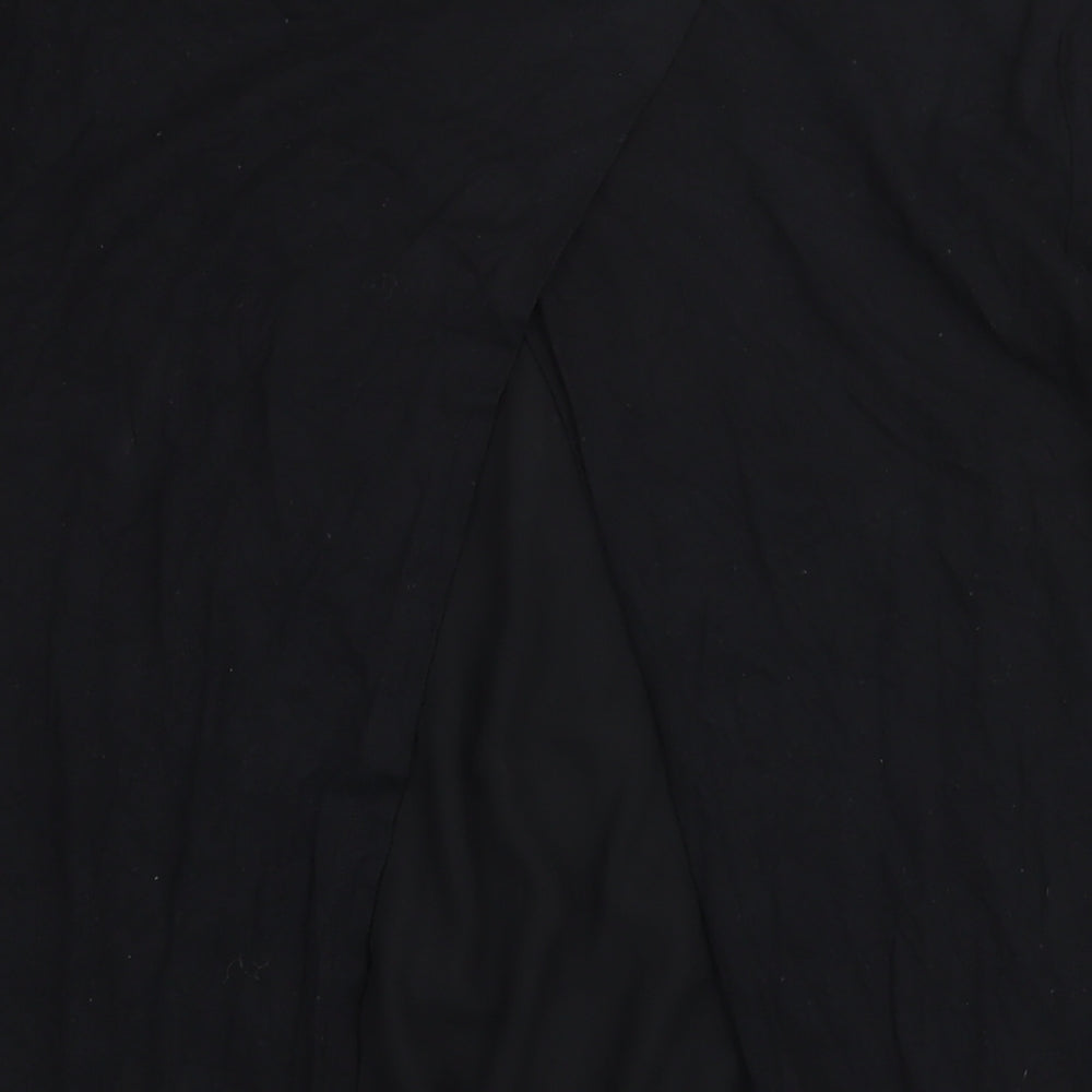 Marks & Spencer Womens Black Viscose Tunic Blouse Size 16 Round Neck - Hi-Low Hem Open Back