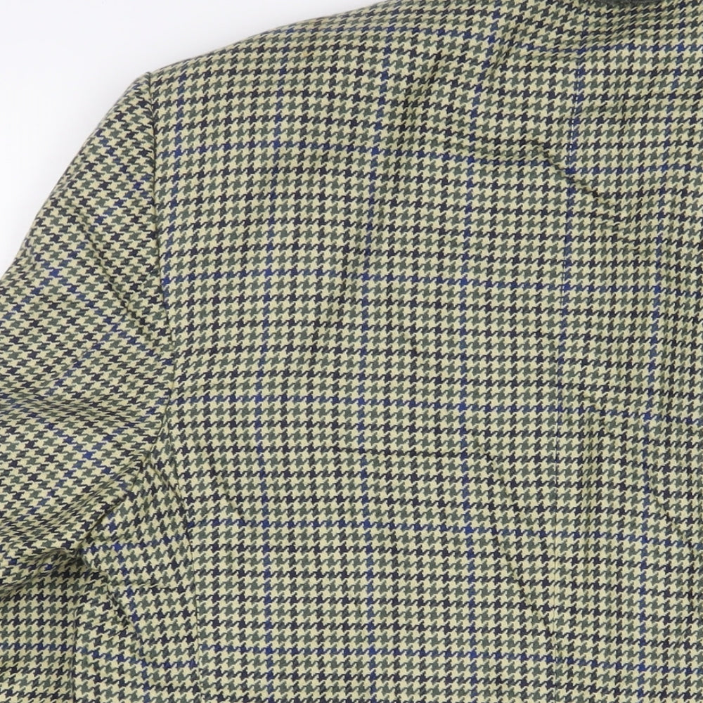 Brook Taverner Mens Green Houndstooth Wool Jacket Suit Jacket Size 40 Regular
