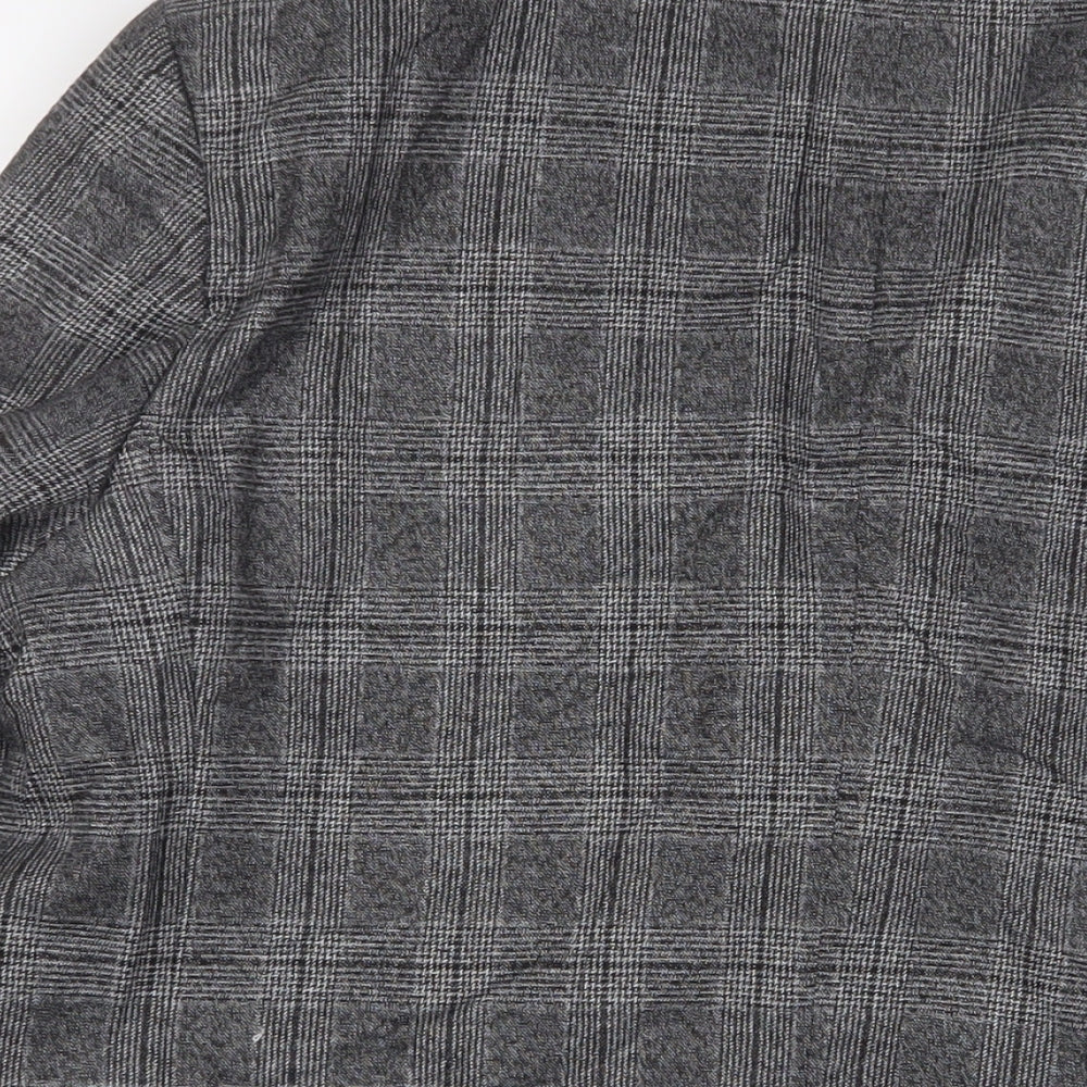Marks & Spencer Mens Grey Plaid Polyester Jacket Suit Jacket Size 44 Regular