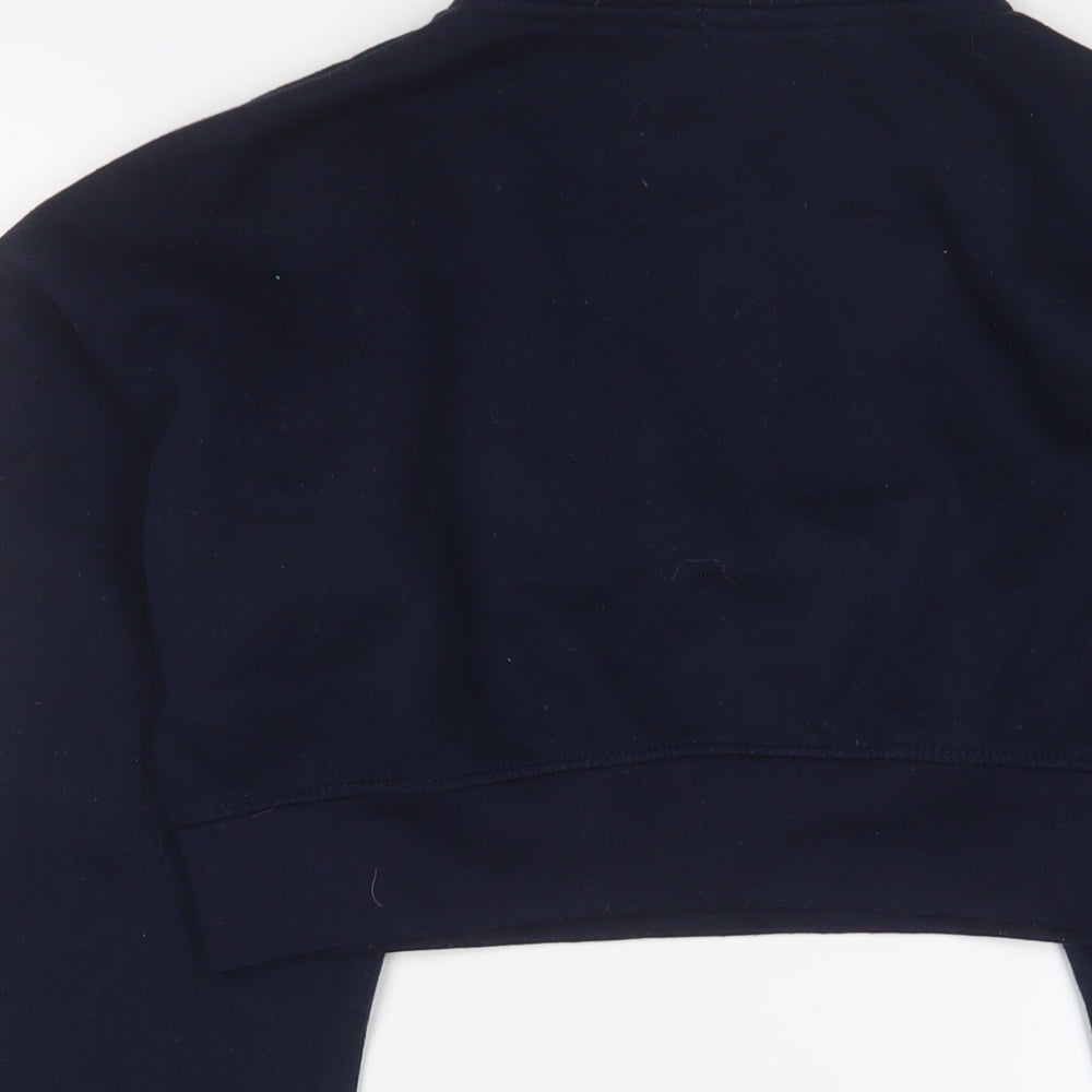 PRETTYLITTLETHING Womens Blue Cotton Pullover Sweatshirt Size S Zip