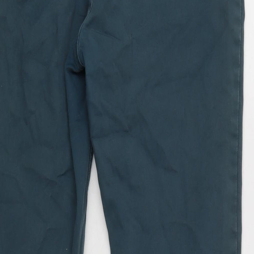 Marks & Spencer Womens Blue Cotton Blend Tapered Jeans Size 14 L26 in Regular Zip