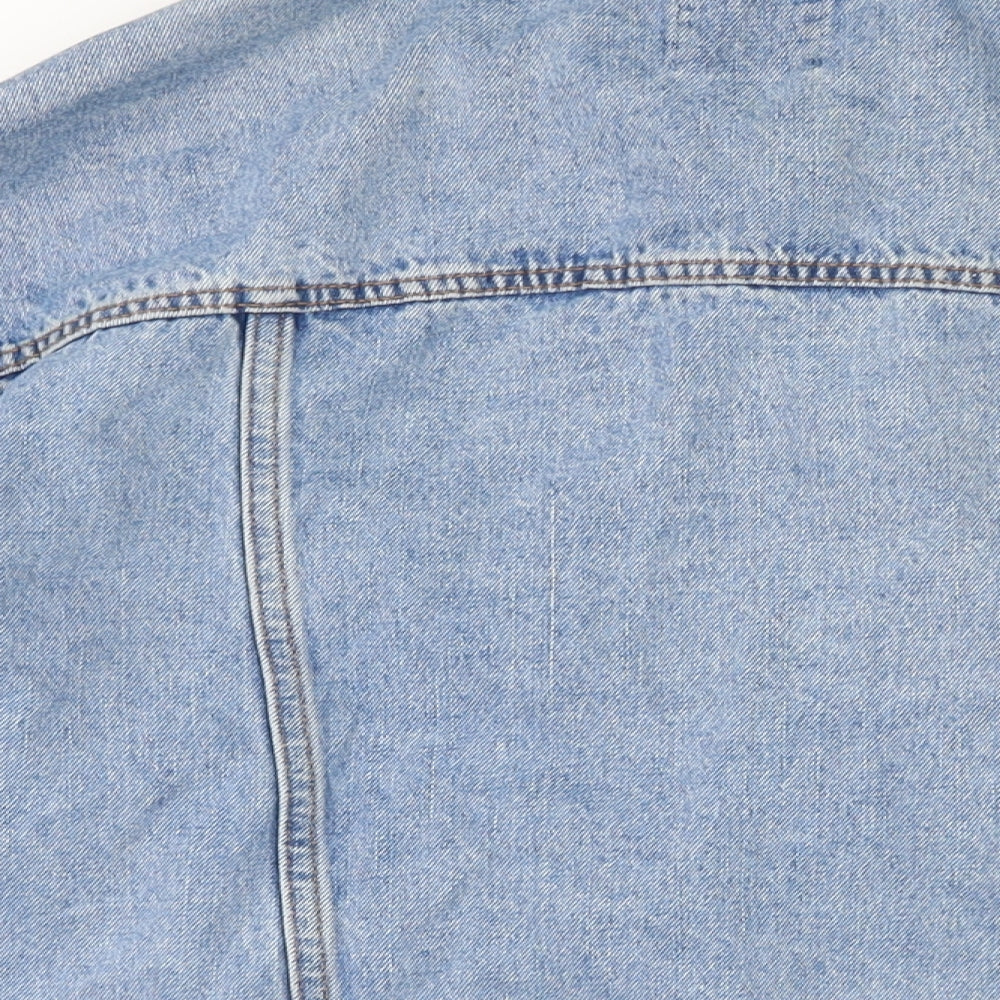 Bershaka Mens Blue Biker Jacket Size S Button - Distressed.