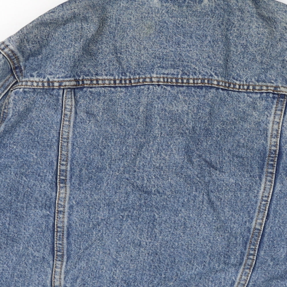 Denim & Co. Womens Black Biker Jacket Size 12 Button