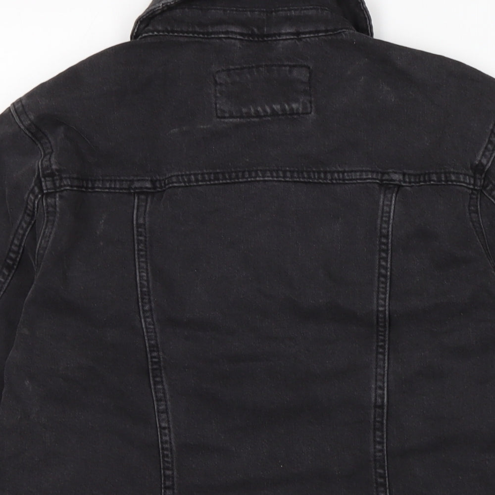 Marks & Spencer Womens Grey Biker Jacket Size 10 Button