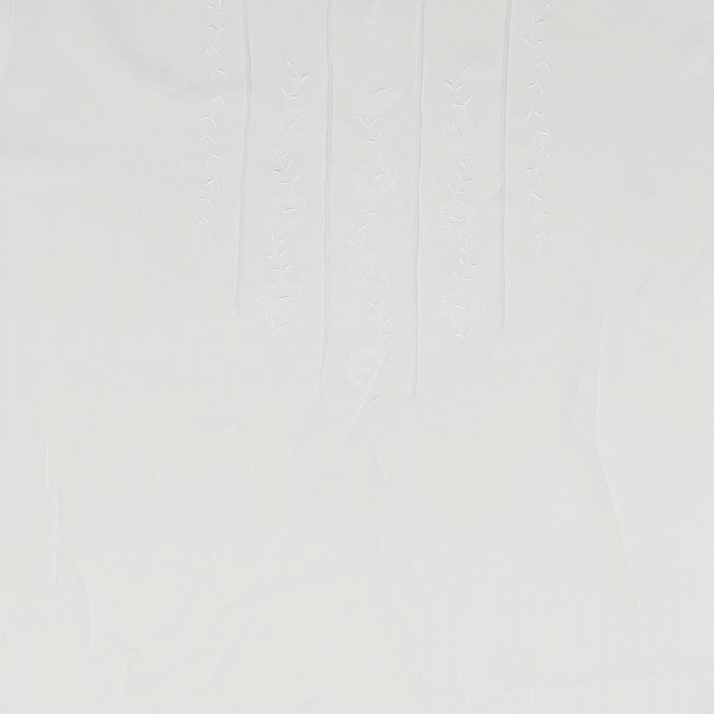 Marks & Spencer Womens White Polyester Basic T-Shirt Size 14 Round Neck