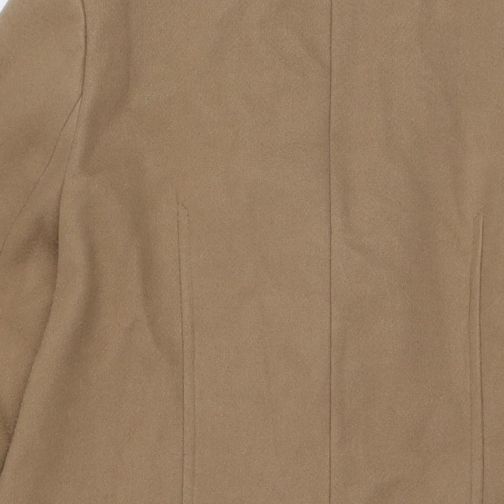 Marks & Spencer Womens Beige Overcoat Coat Size 14 Snap