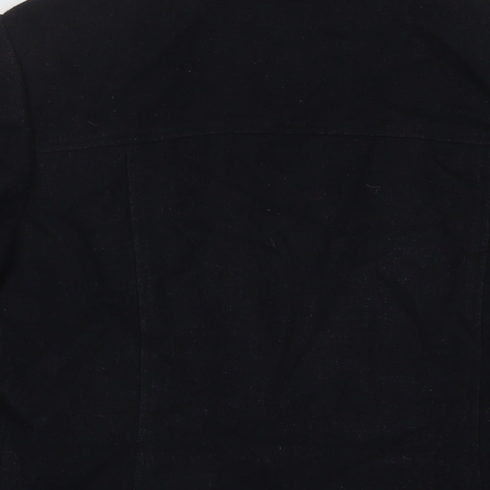 Marks & Spencer Womens Black Parka Coat Size 14 Button