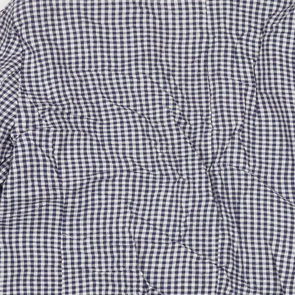 Rockmans Womens Blue Check Jacket Blazer Size 16 Hook & Eye
