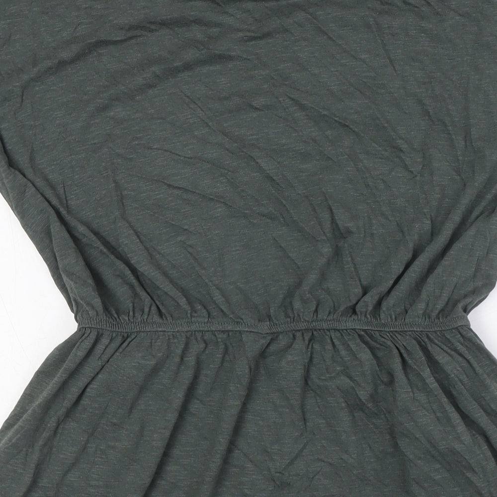 H&M Womens Green Cotton A-Line Size M Round Neck - Elasticated Waist