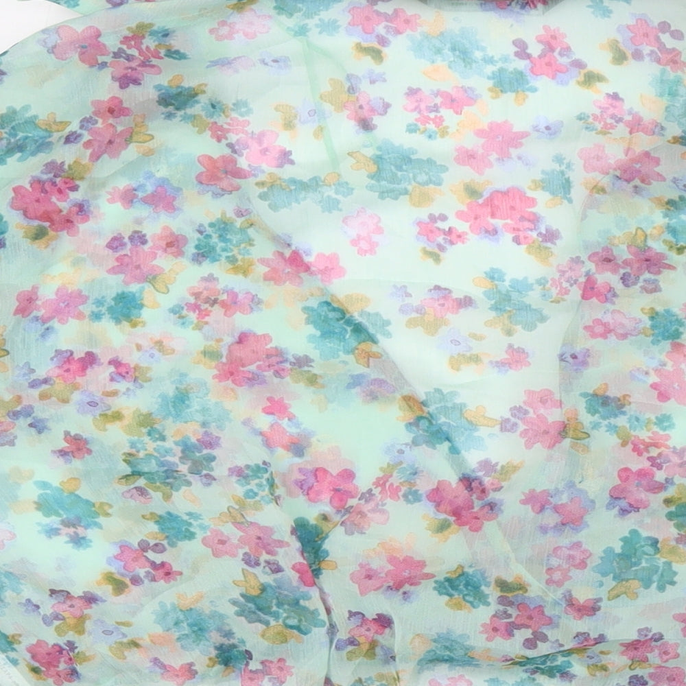 Zara Womens Multicoloured Floral Polyester Basic Blouse Size XL V-Neck - Sheer