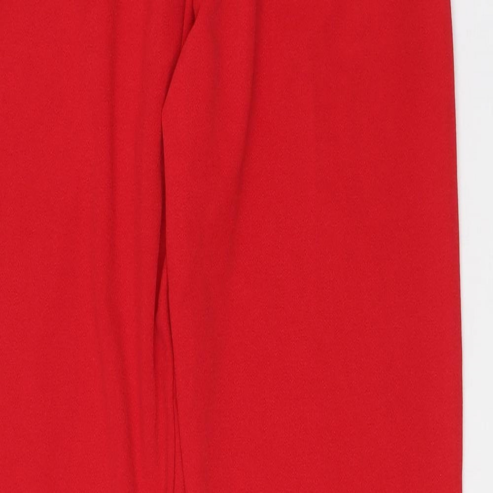 I SAW IT FIRST Womens Red Polyester Trousers Size 8 L30 in Regular