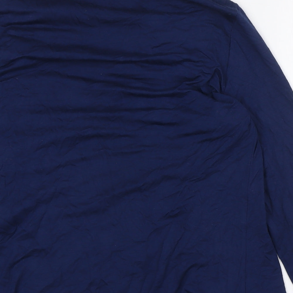 Wallis Womens Blue Viscose Basic Blouse Size M Round Neck - Mock Cardigan