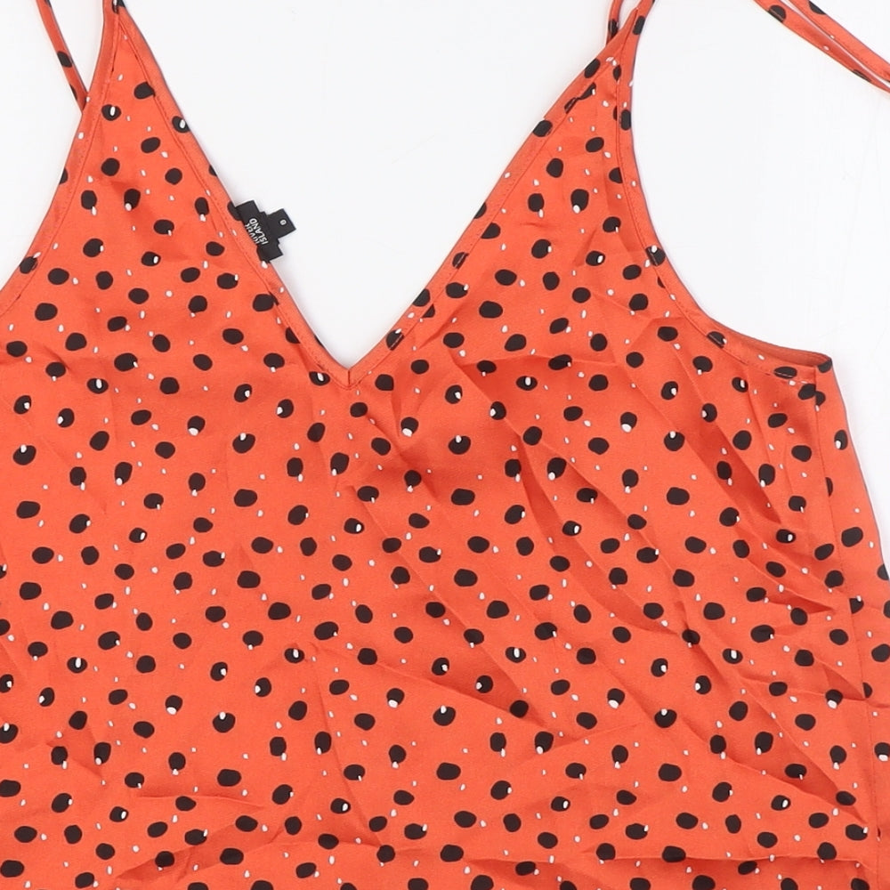 River Island Womens Orange Polyester Camisole Blouse Size 8 V-Neck