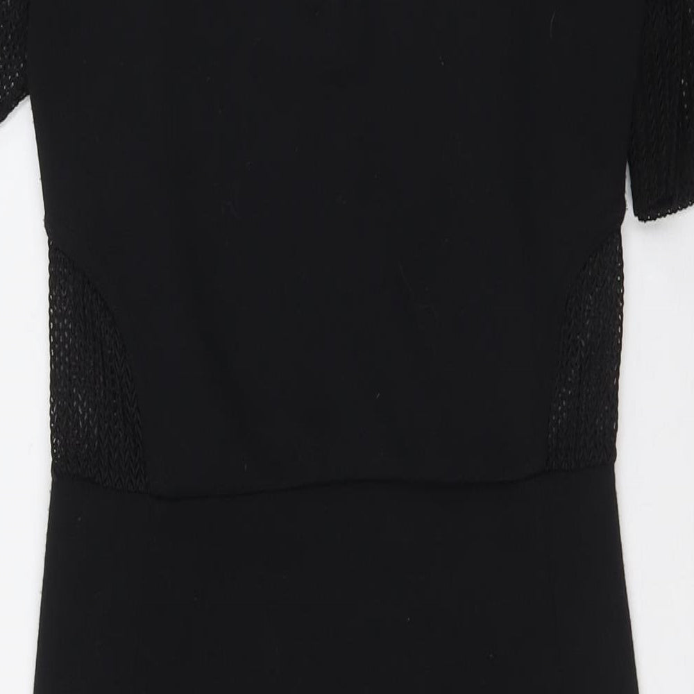 River Island Womens Black Polyester Pencil Dress Size 8 Round Neck Zip