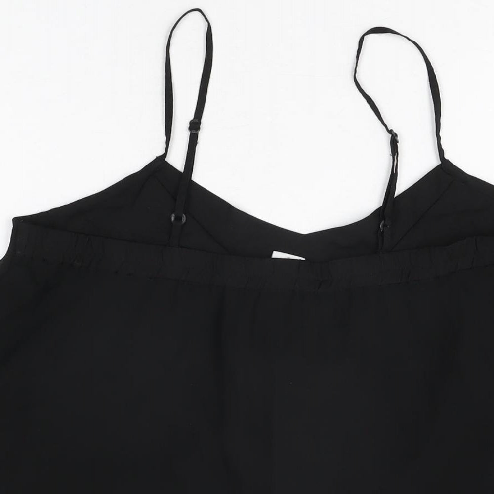 VILA Womens Black Polyester Camisole T-Shirt Size M V-Neck
