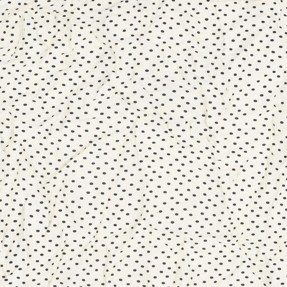 Marks & Spencer Womens Ivory Polka Dot Viscose Basic T-Shirt Size 16 V-Neck