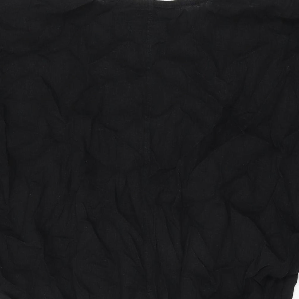 Marks & Spencer Womens Black Linen Shift Size 10 V-Neck Pullover