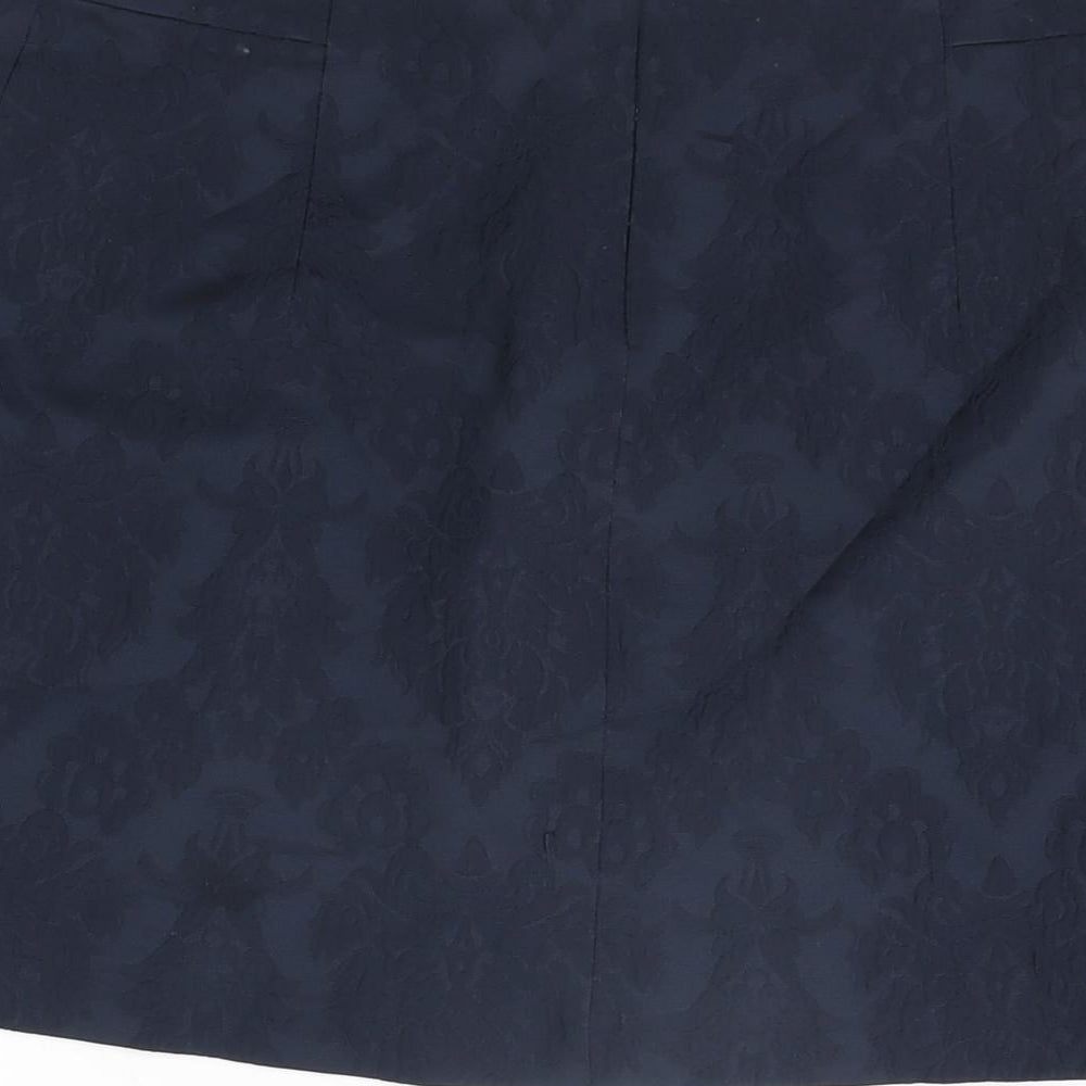 Zara Womens Blue Floral Cotton Mini Skirt Size M Zip