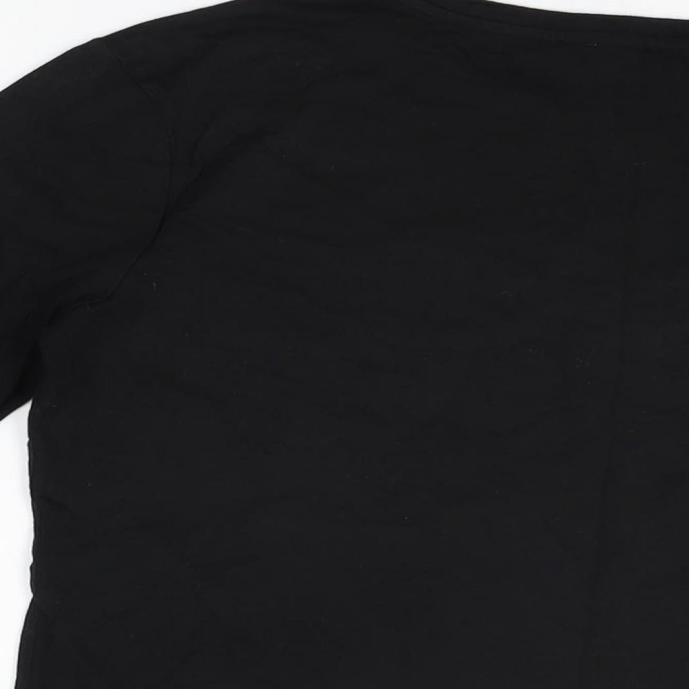 Maette Womens Black Cotton Basic T-Shirt Size M Round Neck