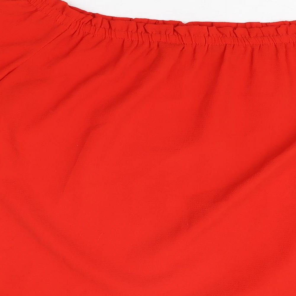 Dorothy Perkins Womens Red Polyester Basic T-Shirt Size 10 Off the Shoulder