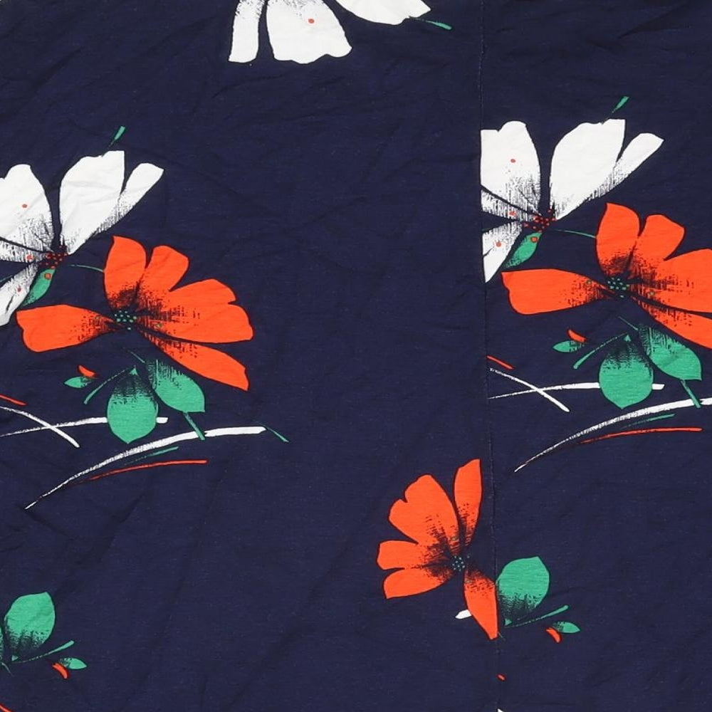 Phase Eight Womens Blue Floral Viscose Basic T-Shirt Size 14 Round Neck