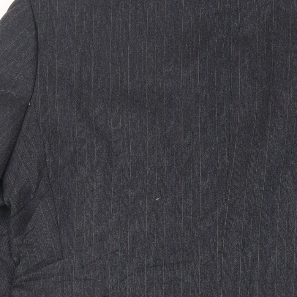 St Michael Mens Blue Striped Wool Jacket Suit Jacket Size 40 Regular - Vintage