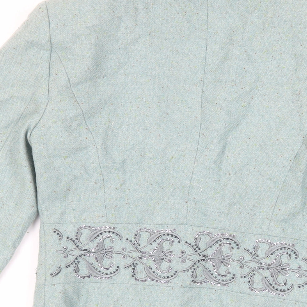 VILA Womens Green Jacket Blazer Size XS Button - Embroidered