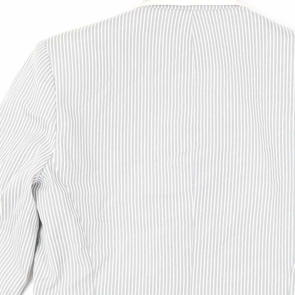 New Look Womens Grey Striped Jacket Blazer Size 10 Button