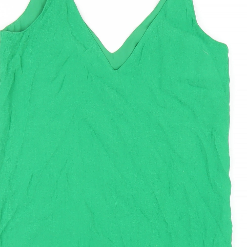 Topshop Womens Green Polyester Tank Dress Size 6 V-Neck Pullover