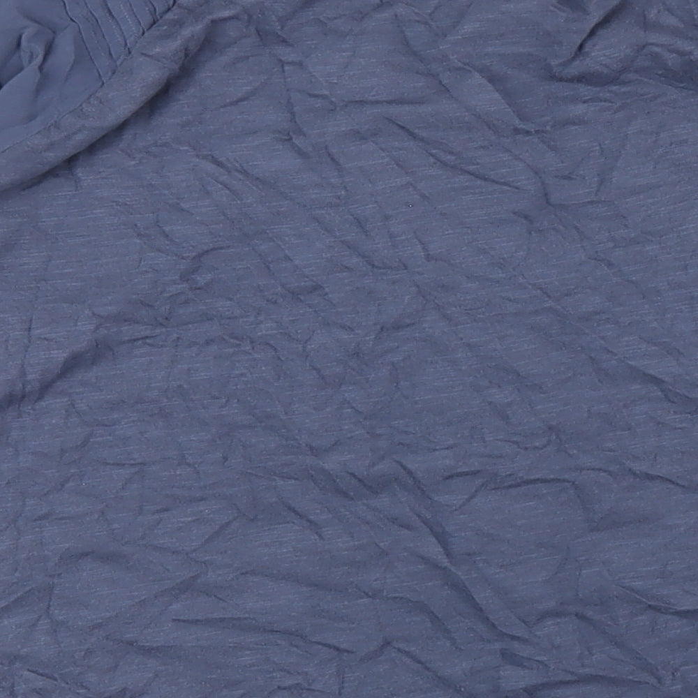 Per Una Womens Blue Cotton Basic Button-Up Size 12 Round Neck