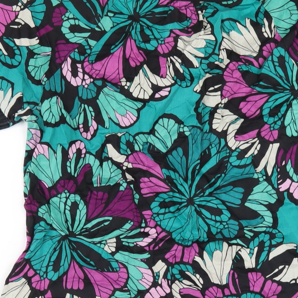 H&M Womens Multicoloured Floral Cotton A-Line Size 10 Scoop Neck Pullover