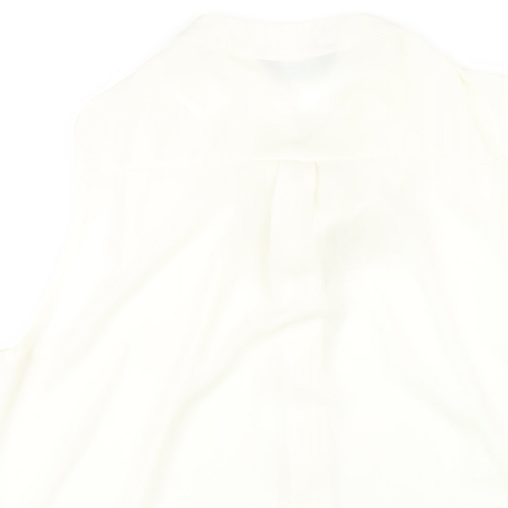 Dorothy Perkins Womens Ivory Polyester Basic Button-Up Size 16 Round Neck